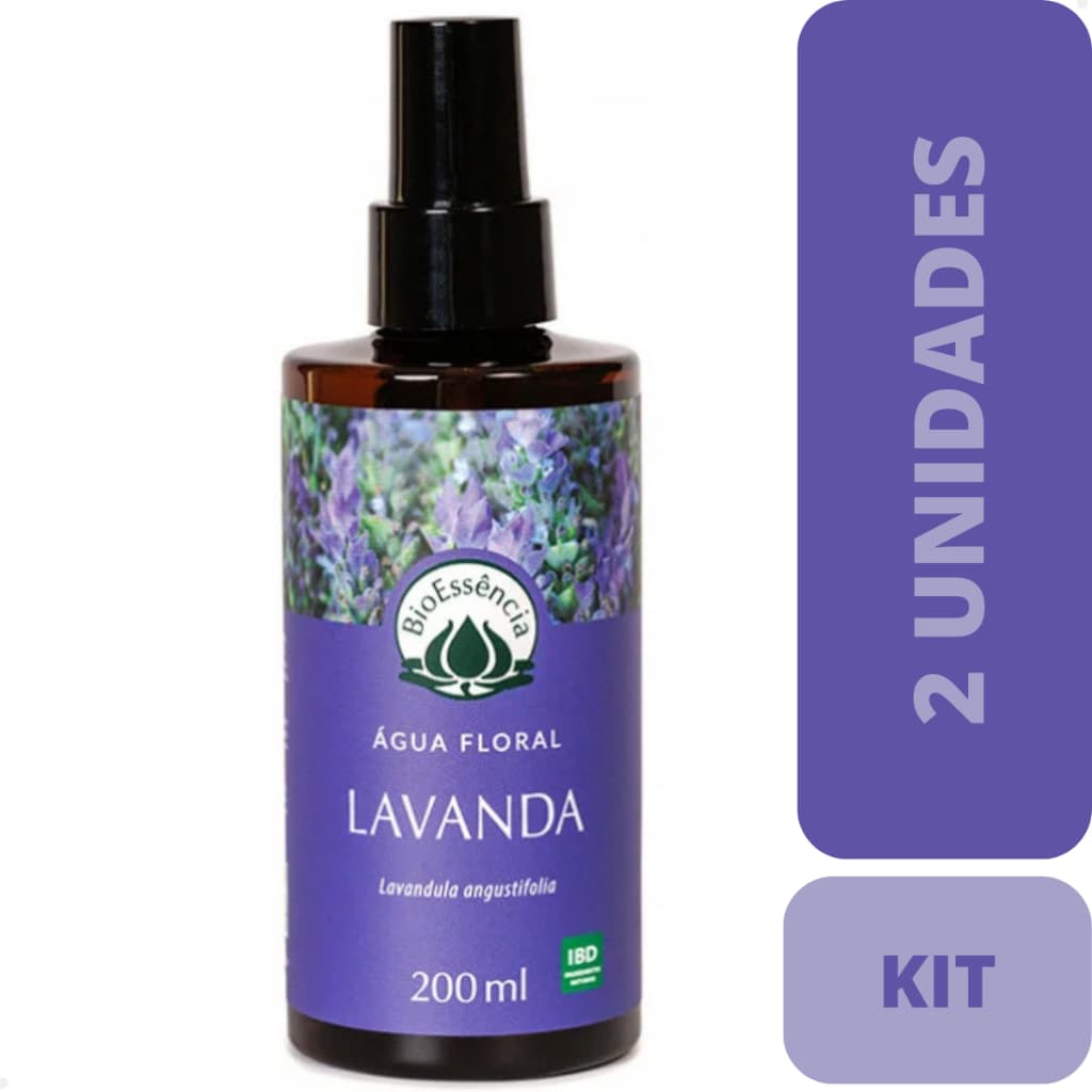 Kit 2 Águas Florais Bioessência 200ml – Lavanda, Tea Tree, Gerânio ou Alecrim