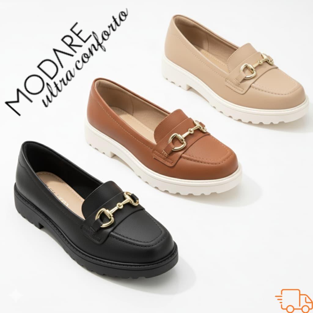 Mocassim Loafer Tratorado Feminino Modare Ultraconforto Casual Elegante Leve Confortável