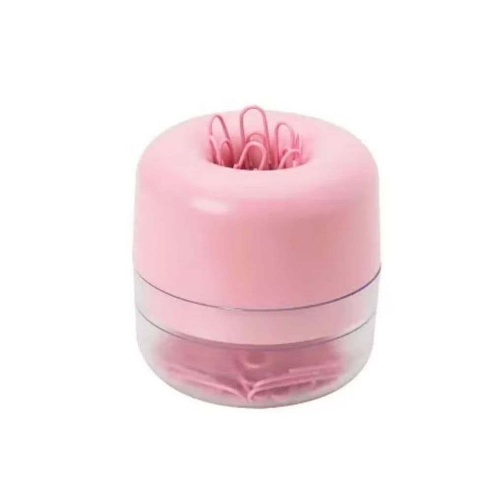 Porta Clipes Magnético C/ 50 Clips Rosa 28mm - Molin Mesa Organizador de Escritório