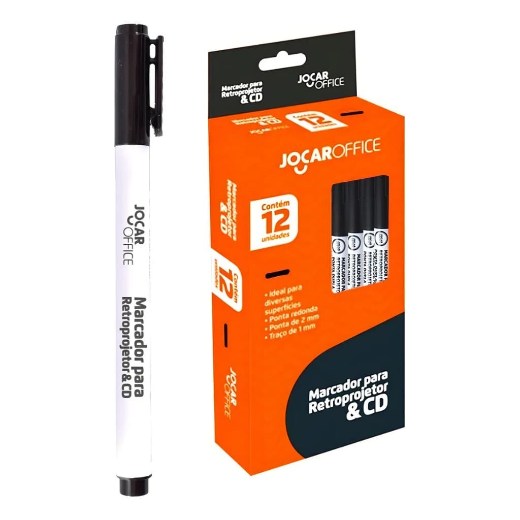 Marcador Retroprojetor Cd 2.0mm Jocar Preta Cx12