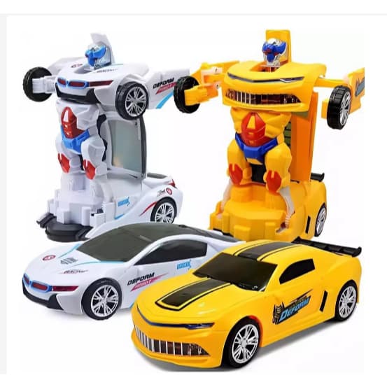 Carrinho Transformes Robô 2 em 1 Brinquedo Infantil Eletrônico Com Luz e Som Automáticos