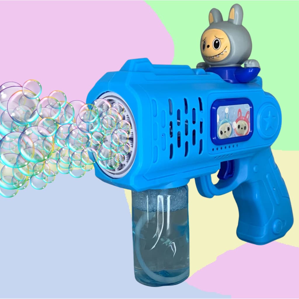 Pistola de Bolhas Labubu Infantil Automática com Luz e Som Brinquedo Divertido para Crianças
