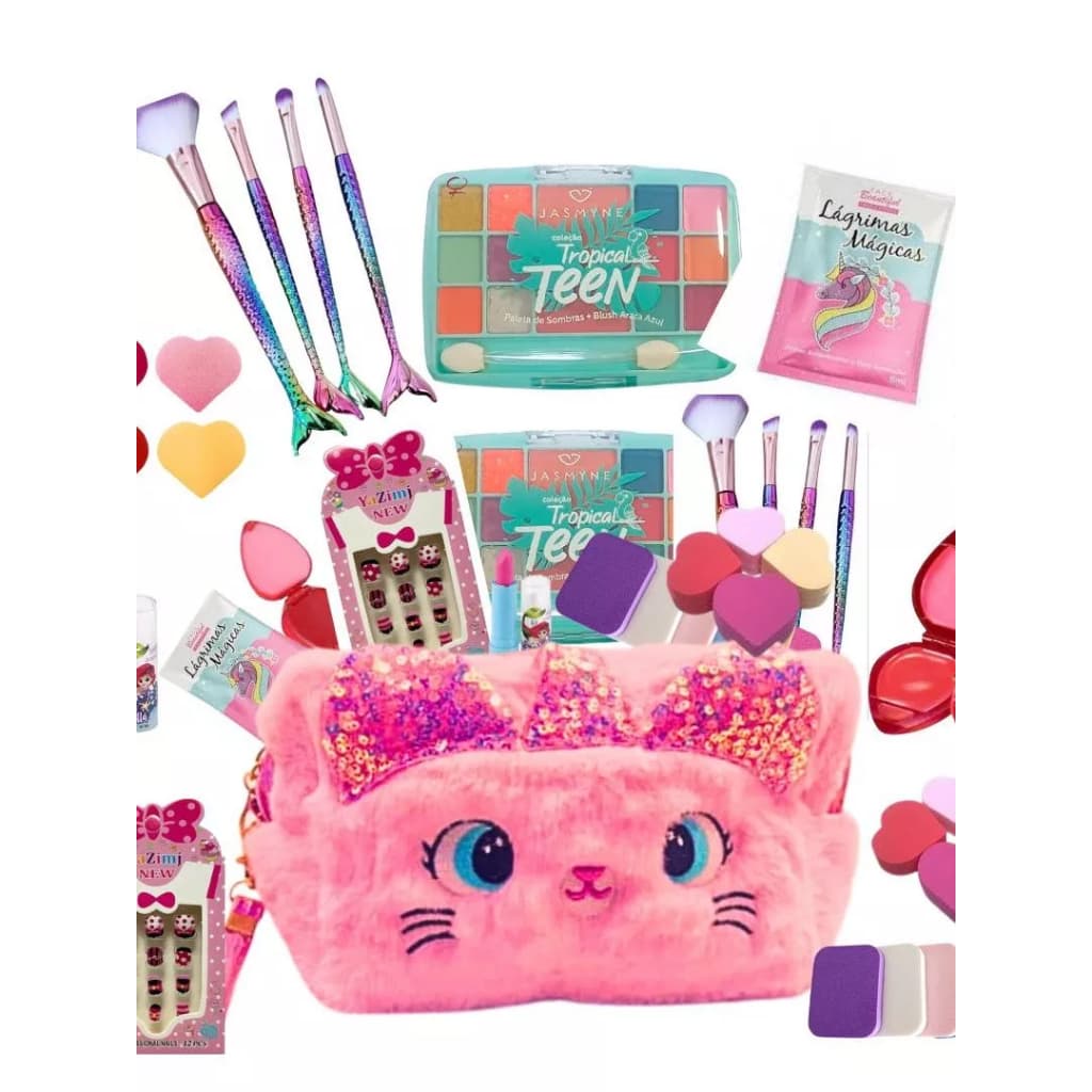 Kit Maquiagem infantil Necessaire 11 itens de Qualidade