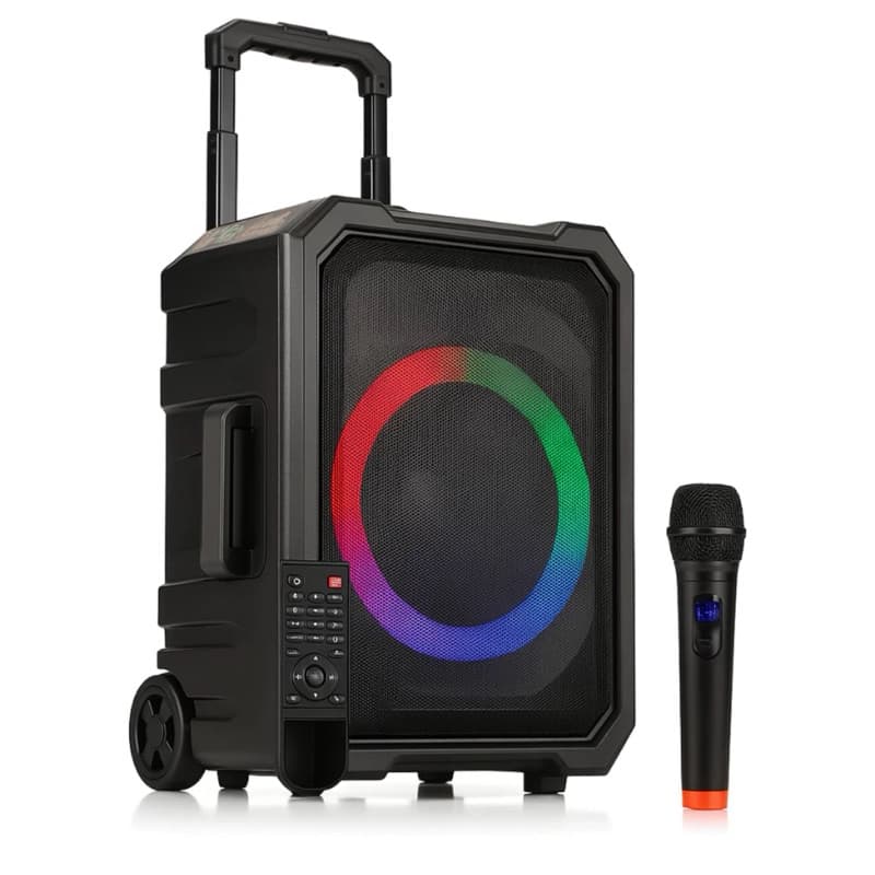 CAIXA DE SOM SOMBOX BLUETOOTH 200W RGB CARRINHO LED USB RADIO TWS DXK803