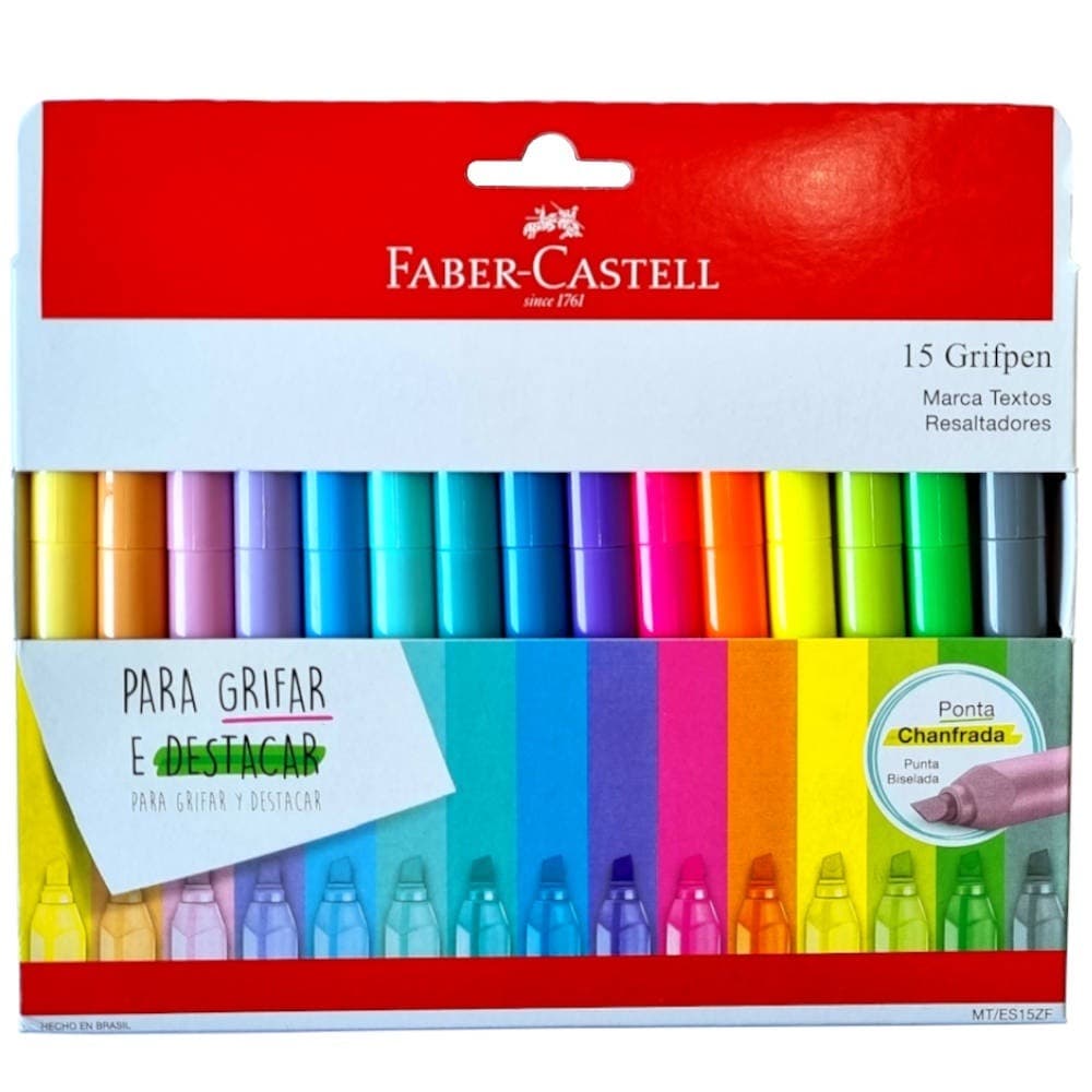 Marca Texto Grifpen com 15 unidades MT/ES15ZF Faber-Castell
