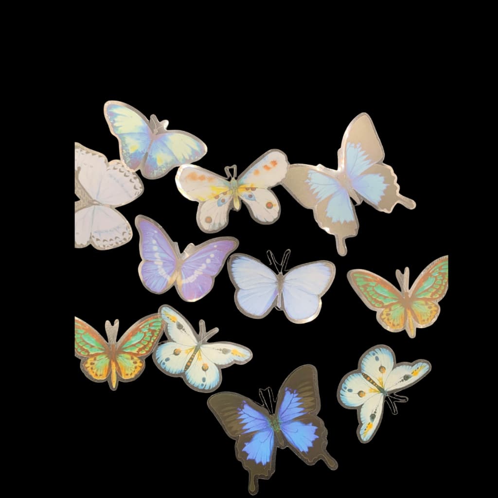 30 Pçs Adesivos Borboletas realistas azul impermeável para scrapbook/journaling