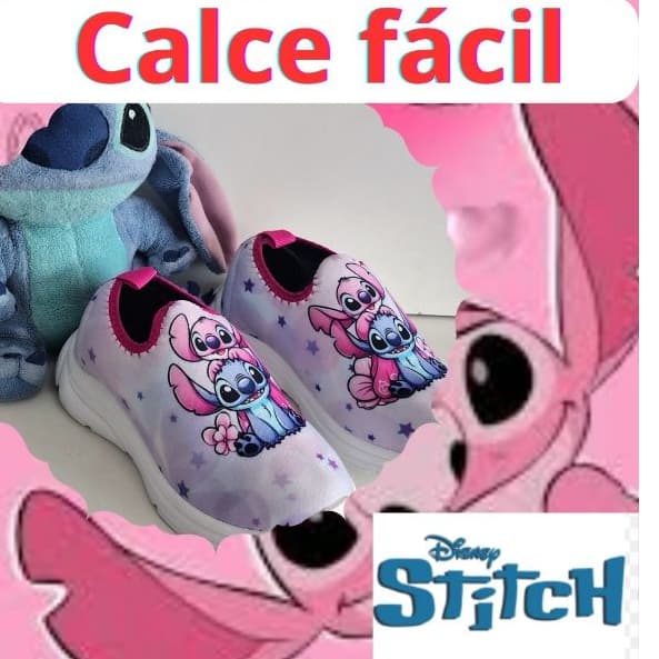 Tênis Infantil sem cadarço personagem- tênis meia macio e confortável calce fácil infantil do Stitch