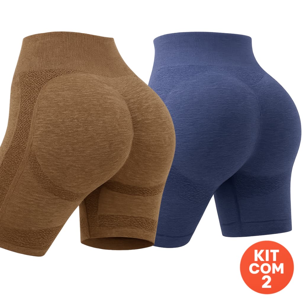 Kit 2 Shorts Feminino Pilates Corrida Academia Fitness Suplex