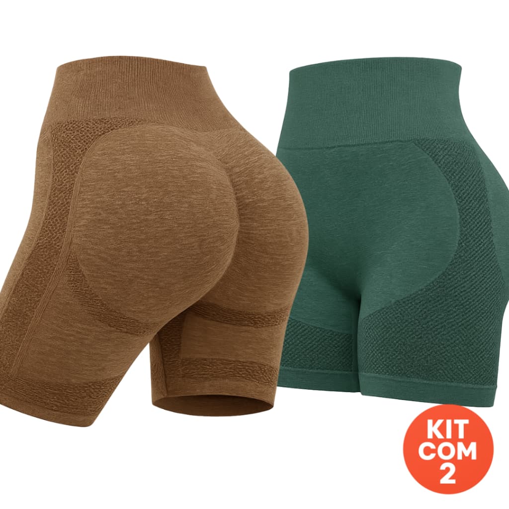 Kit com 2 Shorts Feminino Treino Funcional Suplex Fitness Academia
