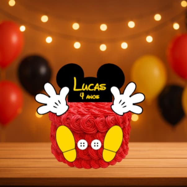 Topo de Bolo Personalizado Mickey – Papel Color Plus 180g – Festa Infantil - Decoração de bolo