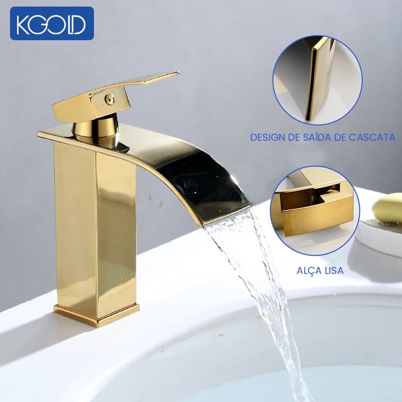 Torneira Luxo de Cuba Monocomando Misturador para Banheiro Lavabo Preta KGOLD