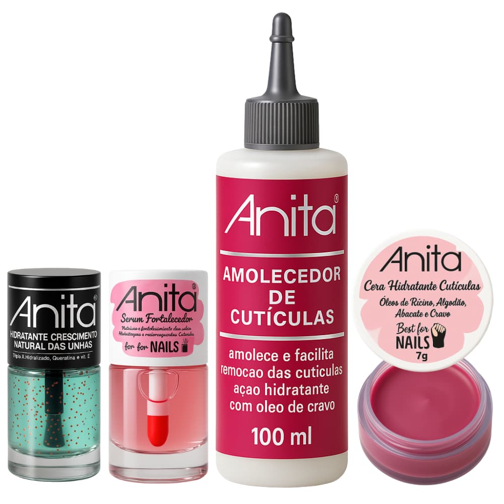 Combo com 4 Anita Amolecedor Cutículas, Hidratante Cutícula, Fortalecedor, Hidratante de Crescimento