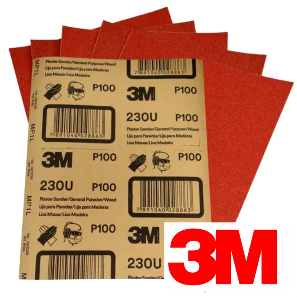 Kit 10 Unidades Lixa Massa, Madeira, Parede, Gesso Marca 3m Lixamento Acabamento Pintura Reforma