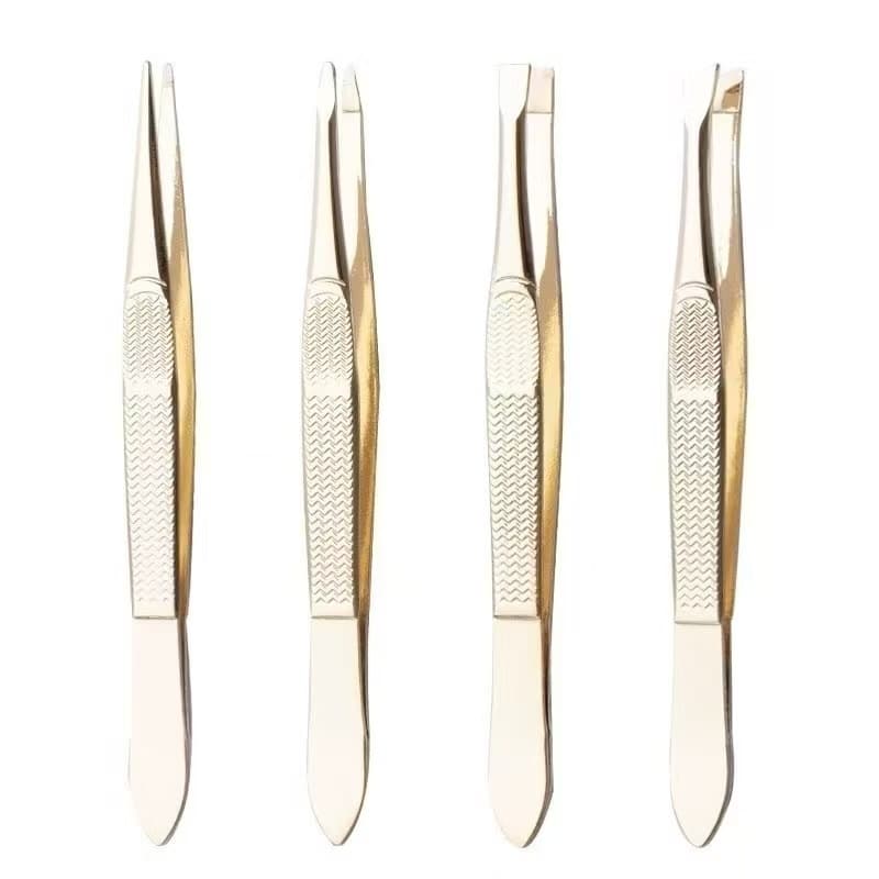 Kit 4 Pinça Profissional Em Aço Inoxidável Para Sobrancelha Remoção De Pelos Sobrancelha