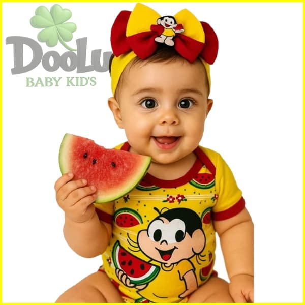 Body de Bebê Magali + Laço - Body Mêsversário Temático