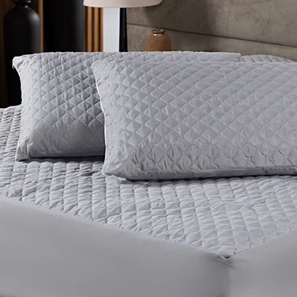 Porta Travesseiro Impermeável Matelado com Zíper com 6 Peças Preto e Cinza