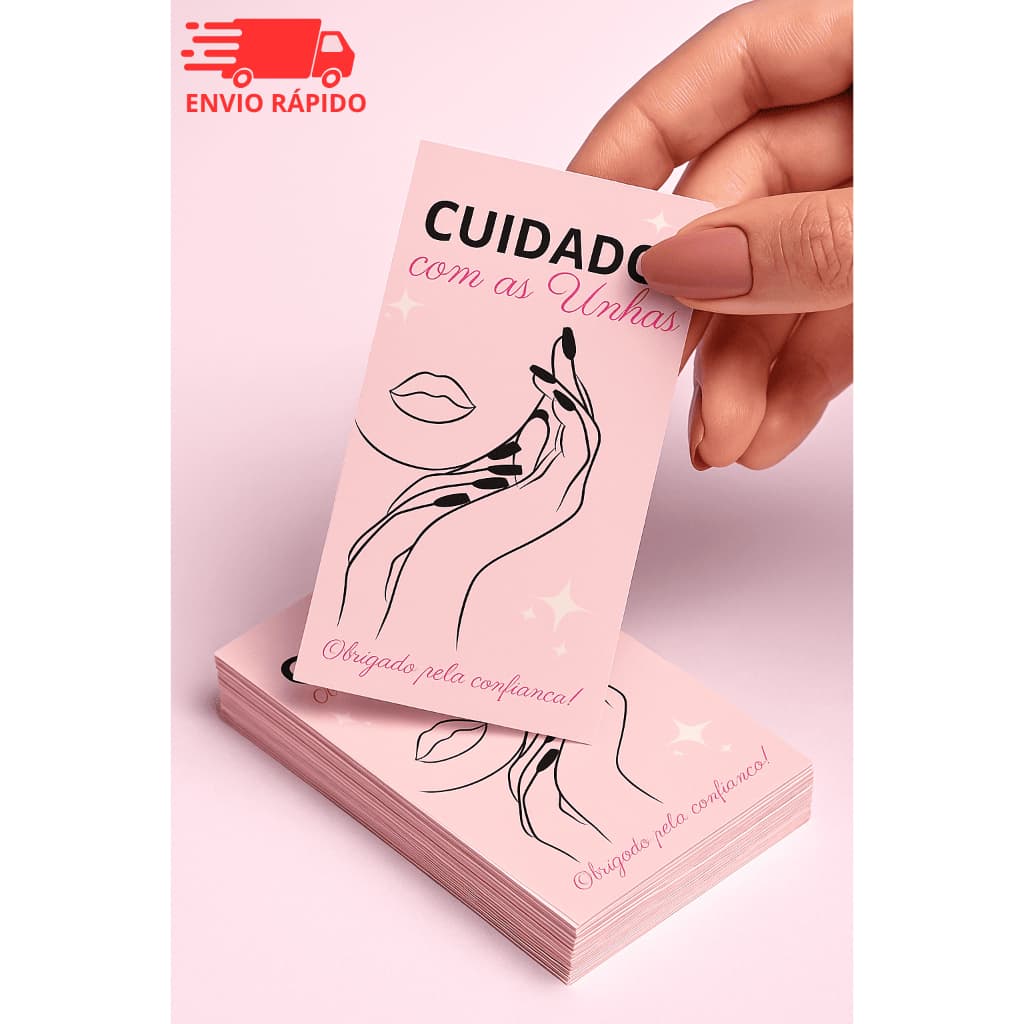 100 unid. Cartão Cuidados com Alongamento de Unhas 8.8x4.8cm