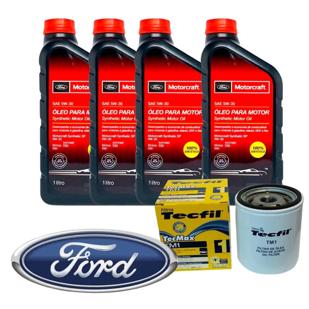 KIT TROCA DE OLEO FORD 5W30 4 Litros + FILTRO DE OLEO ÓLEO LUBRIFICANTE ORIGINAL MOTORCRAFT KA FOCUS ECOSPORT