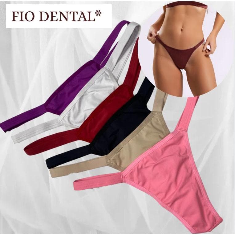 Kit 3 e kit2  Tanga Fio Dental Duplo Microfibra  Com Elástico Lateral Conforto e Qualidade