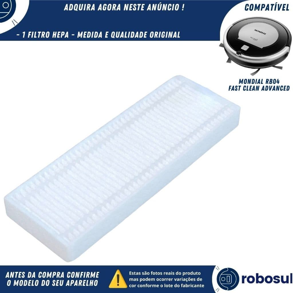 Filtro Hepa Para Robô Aspirador Mondial Fast Clean Advanced RB04 RB-04
