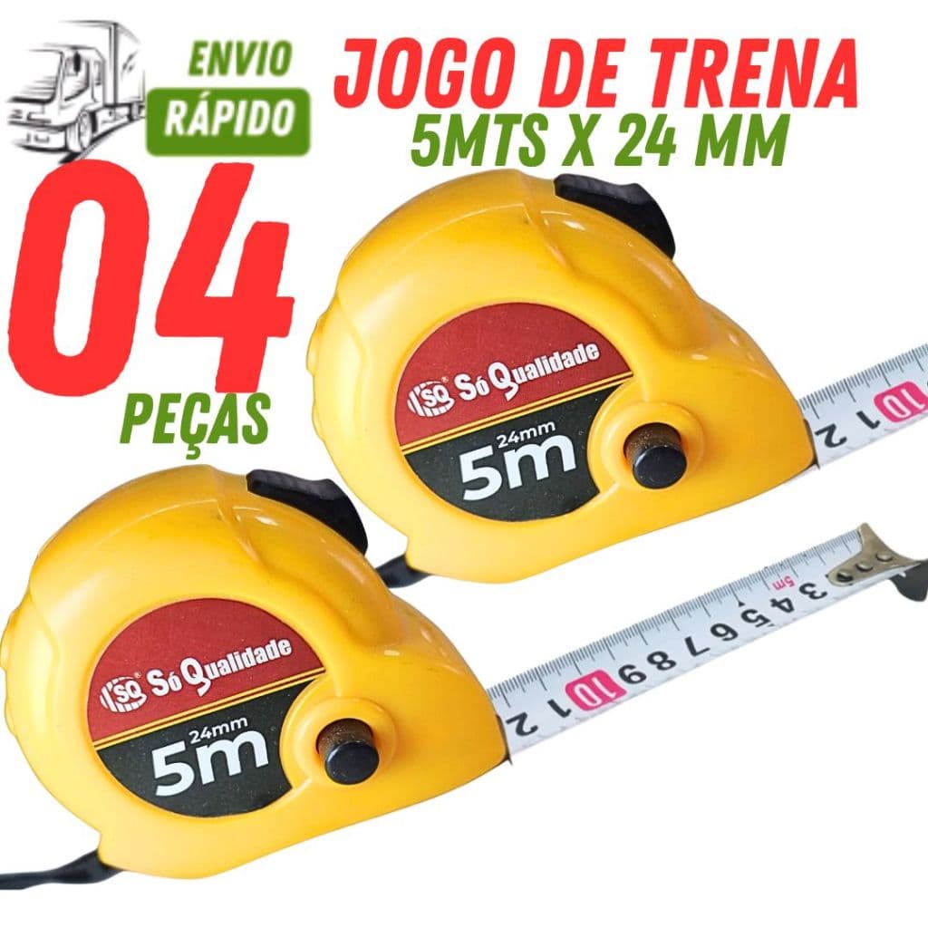 Trenas de 5m com Trava Freio de 25cm Pacote com 04/03/02/01 Unidades Para Construção Casa e Trabalho