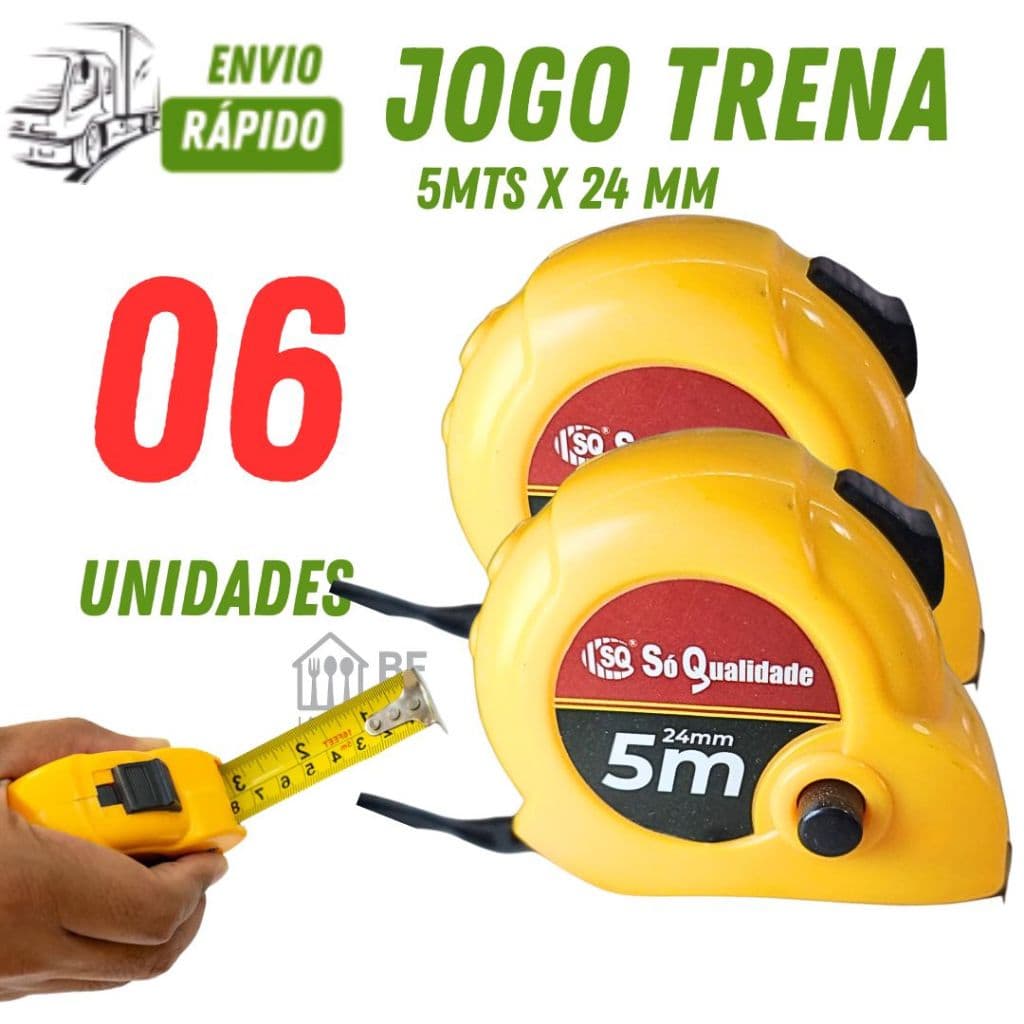 Trenas de 5m com Trava e Freio de 25cm Pacote com 06/04/02 Unidades Para Construção Casa e Trabalhos