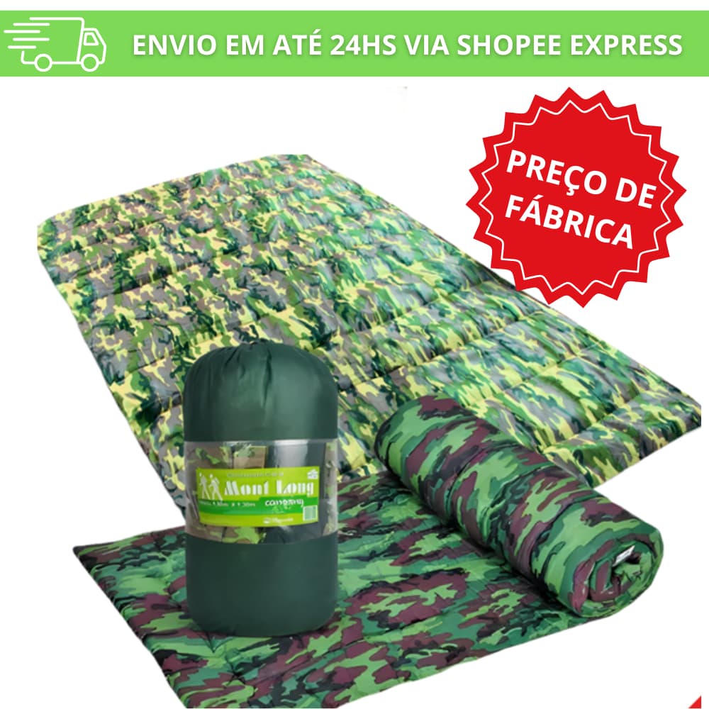 Colchonete Camping Acampamento Casal 130cmx190cm Ou Solteiro 60cmx190cm Camuflado Direto da  Fábrica