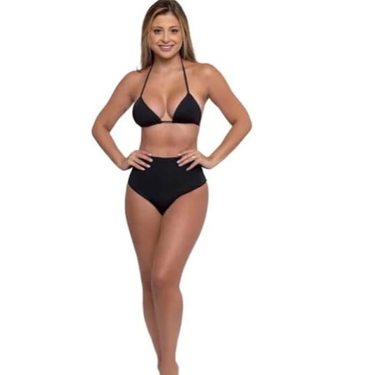 Biquíni Cortininha Cintura Alta Hot Pants Estampado Feminino Lançamento Verão