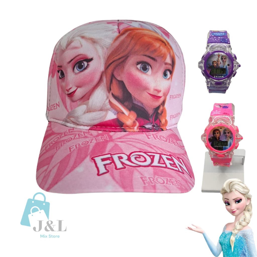 Kit Boné e Relógio Infantil Personagem Frozen Meninas