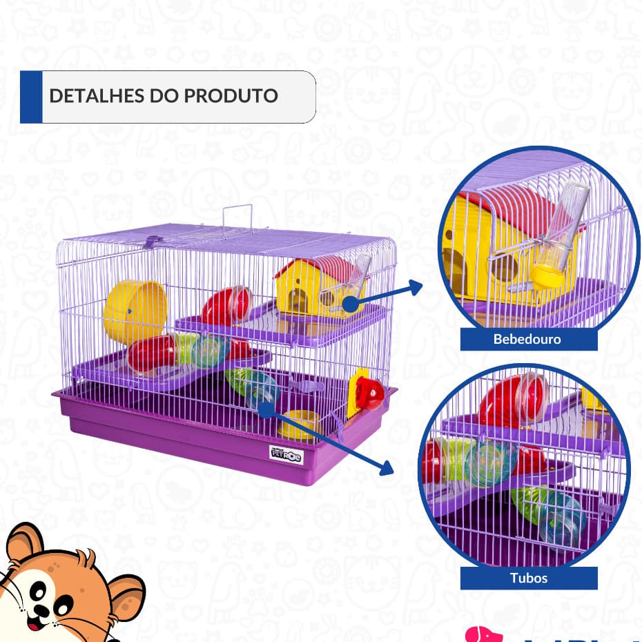 Gaiola Grande BIG SPACE Com Tubo Labirinto Para Hamster Ramister Camudongo Chines Roedores Anão Russo Jel Plast