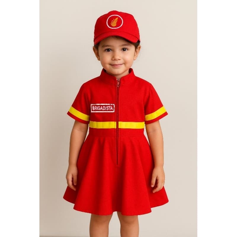 fantasia de bombeira infantil feminina,acompanha boné (feito com tecido de oxfordine)