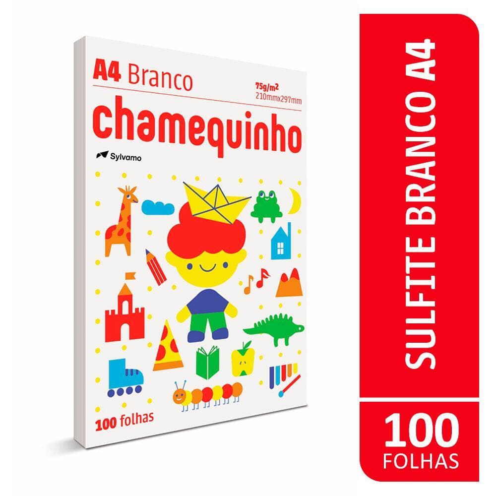 Papel sulfite A4 75g 210x297 com 100 folhas Chamequinho