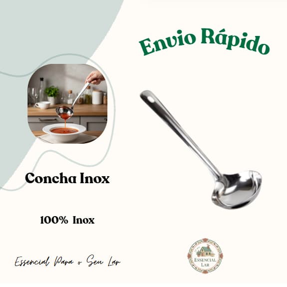 Concha Inox Para Sopa Feijão Profissional Não Enferruja Utensílio Durável 23cm LEVE MAIS PAGUE MENOS