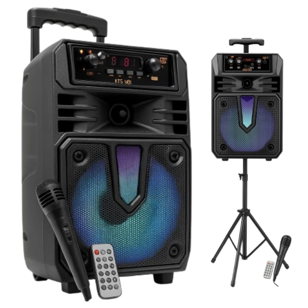 Caixa De Som Amplificada Bluetooth 100w Com Rodas + Microfone + Controle