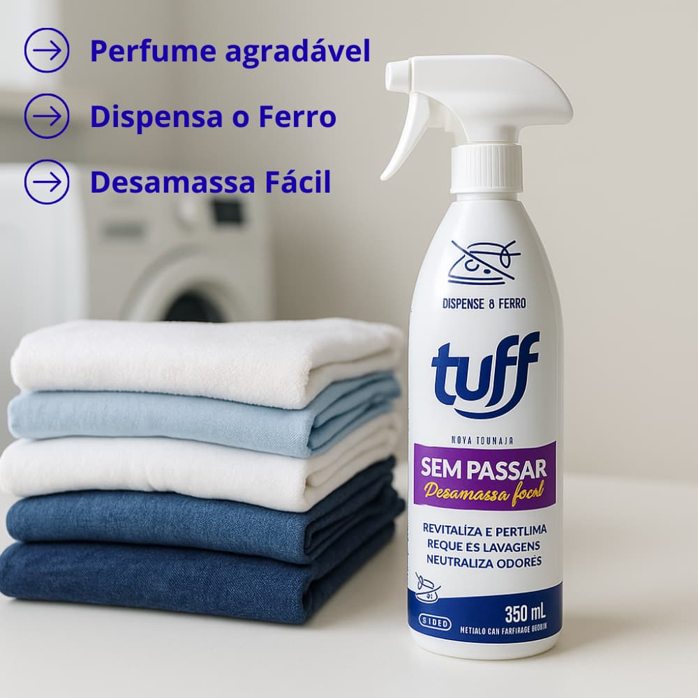Desamassa Roupa Fácil Sem Passar Tuff Spray Neutraliza Odor das Roupas e Perfuma ideal para viagens