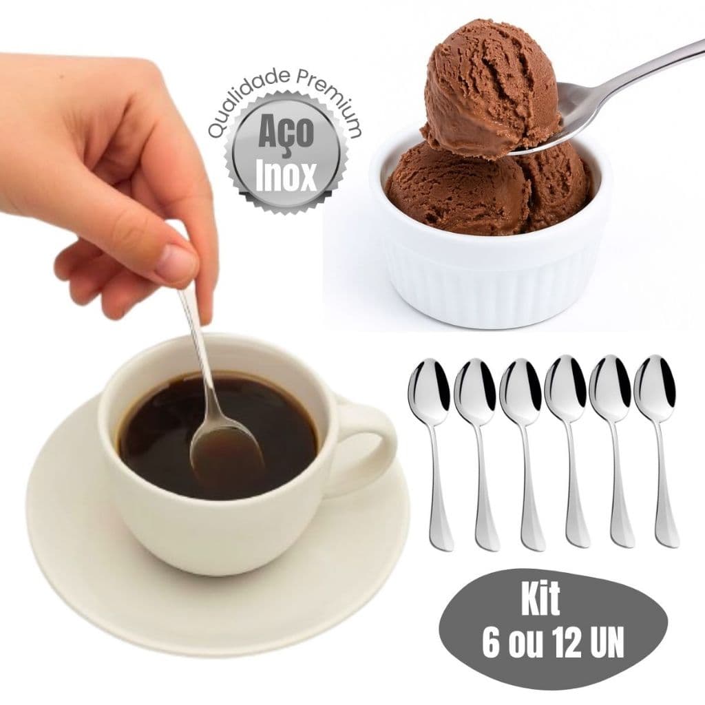 Kit 6 ou 12 Colheres Para Cafe Chá 11 cm Inox colher