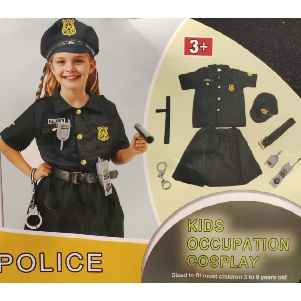 Conjunto Fantasia Policial 8 Peças Crianças Uniforme Fantasia Cosplay Até 8 anos