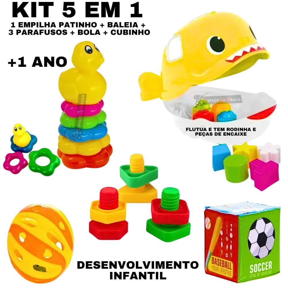 Kit 5x Brinquedo Montessori 1 Ano Desenvolvimento Infantil, 2 Anos 3 Anos Menina Menino Presente Dia Das Crianças