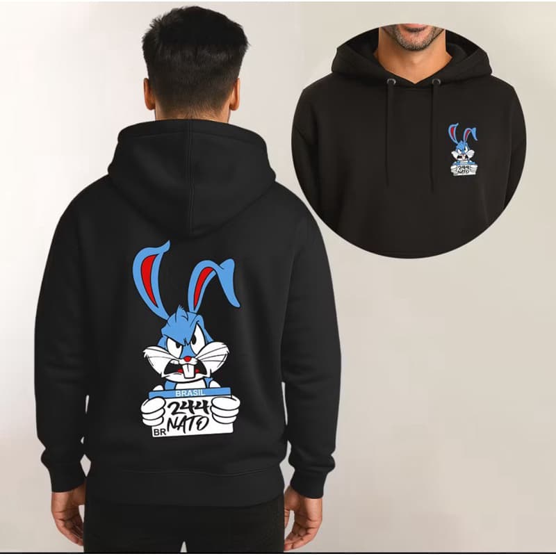 Blusa Moletom 244 Grau 2 Rodas Casaco de Frio Pernalonga Bike e Moto Estilo Rua Maloka Os D Grau