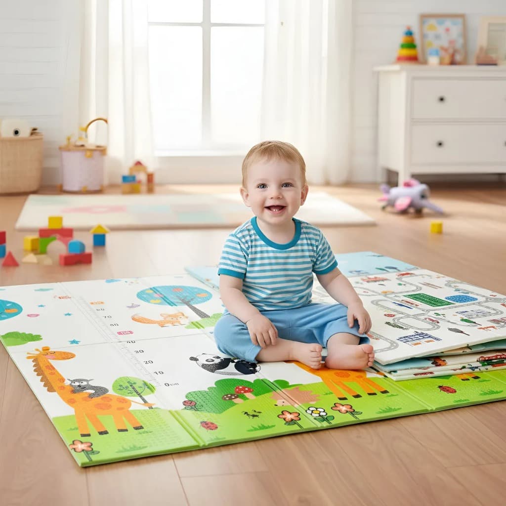 Tapete Atividade Tatame Bebê Infantil Térmico Dobrável 2,00x1,50cm Impermeável Dupla Face Sortidos
