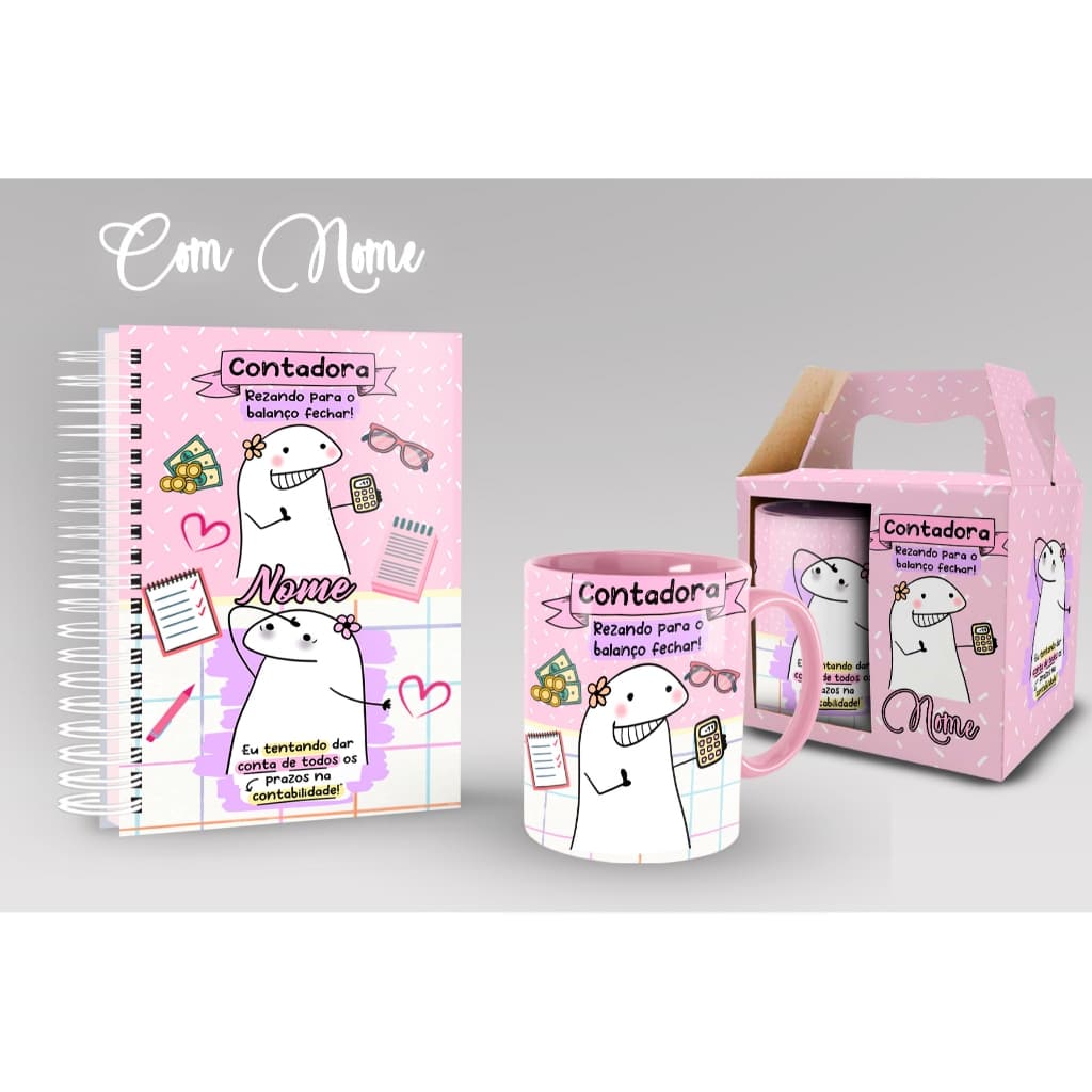 Caneca + Kit Agenda Contabilidade Contadora com Nome Personalizado