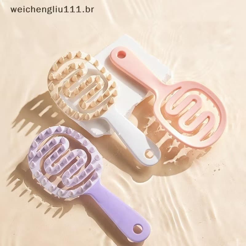 Escova De Shampoo De Silicone Para Massagem No Couro Cabeludo-E Banho , Itens Essenciais Cuidados Com Os Cabelos