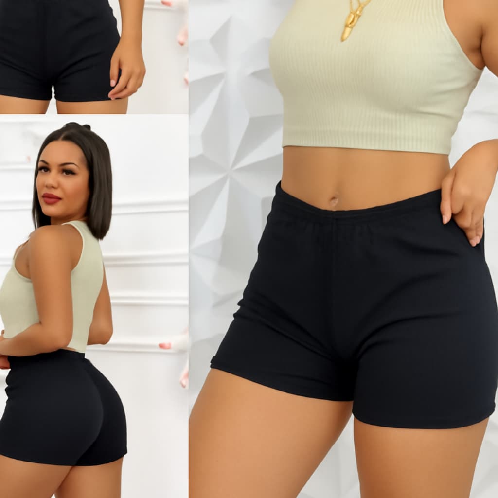 Shorts Feminino Canelado Básico Modelador