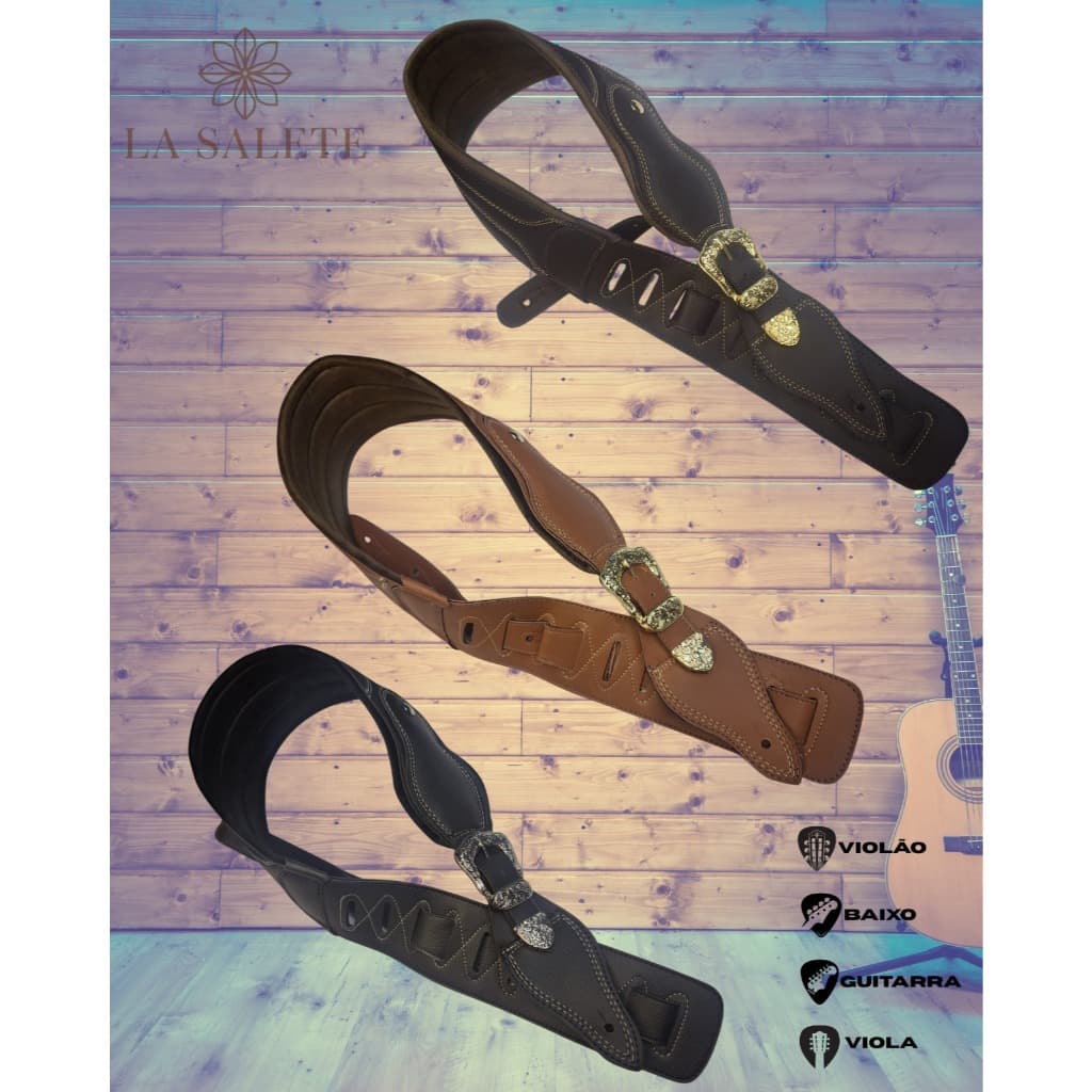 Correia de Couro Premium — Estilo Country Elegante - Violão Guitarra Baixo