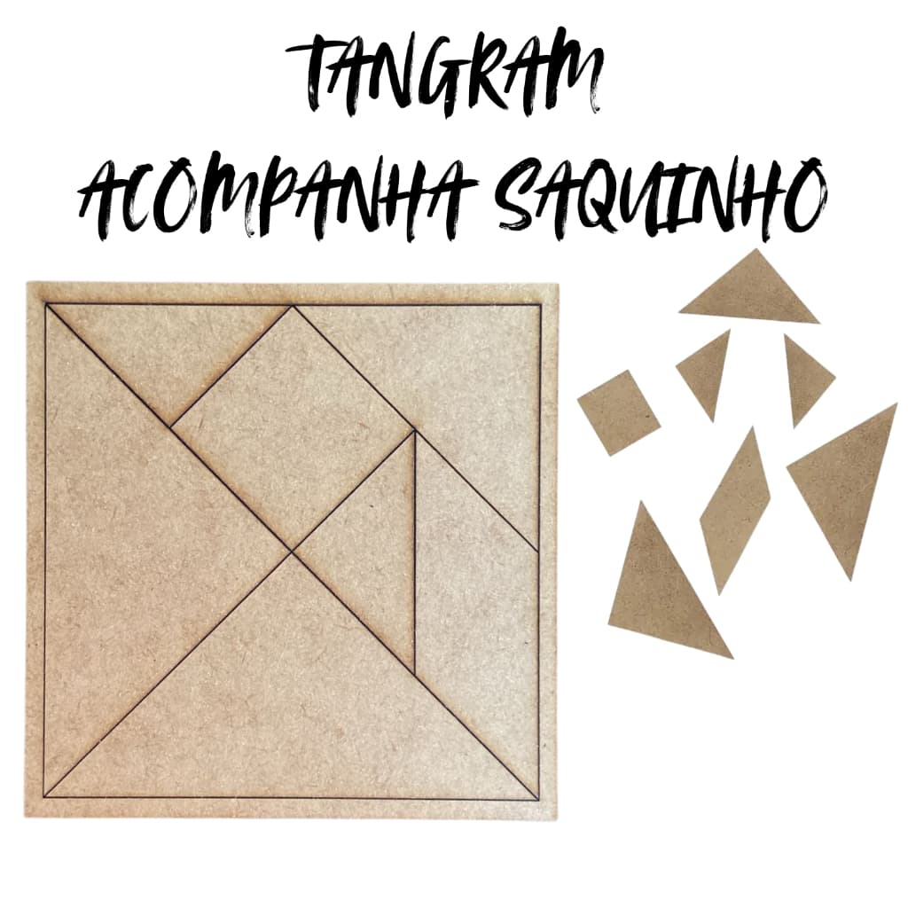 65 Tangram em Madeira 10x10cm Forme Figuras - Brinquedo Pedagógico - Quebra Cabeça - Geométrico Brinquedo em Madeira MDF