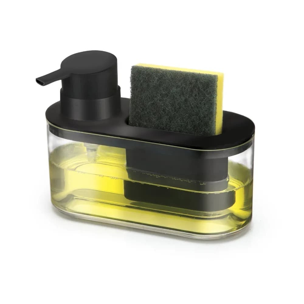 Porta Detergente Com Suporte Para Bucha 500ml Preto Dispenser De Pia Prático Arthi-8520