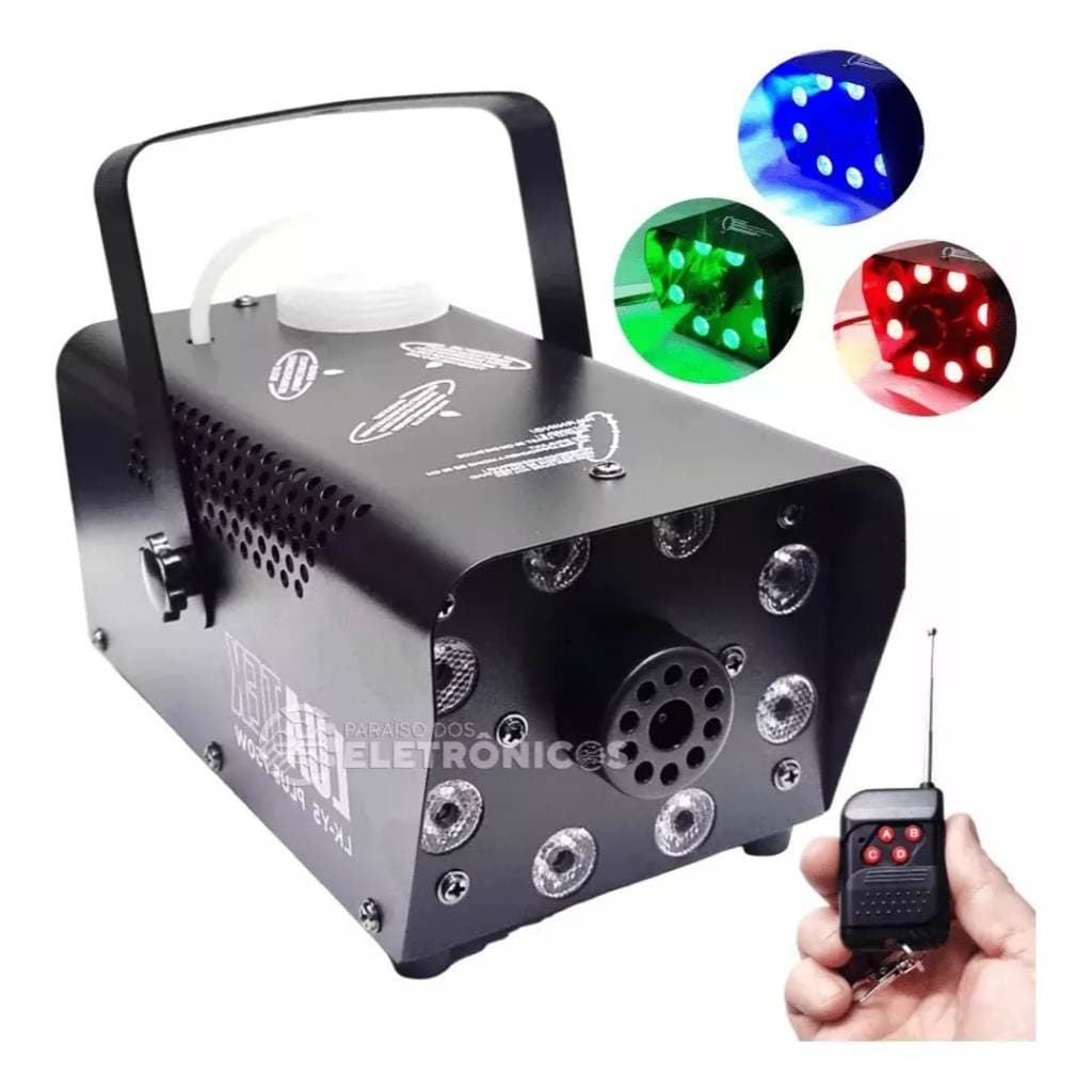 Máquina De Fumaça LKY5 plus 750w 8 Led Iluminação Rgb + Controle 110V/220V