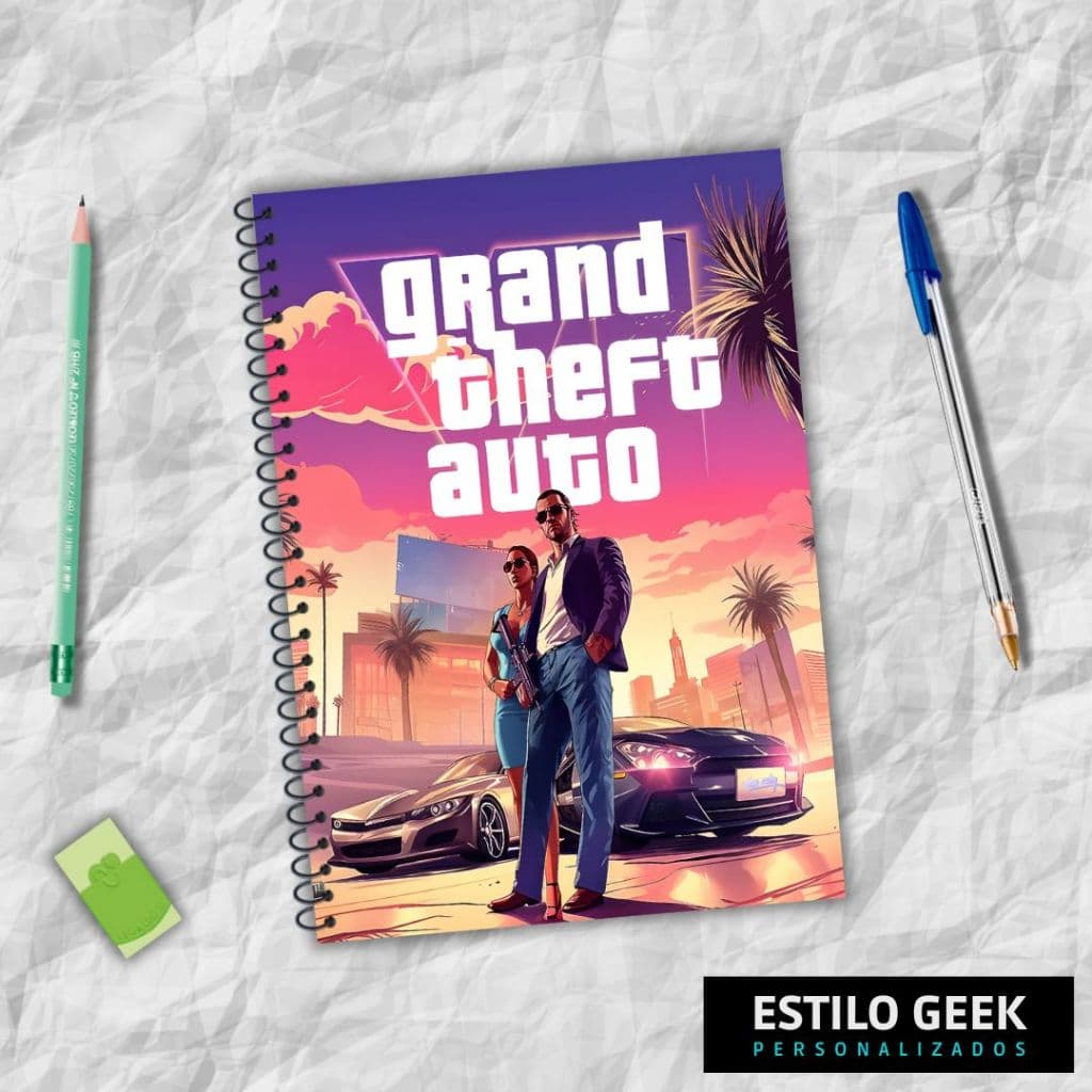 Caderno GTA 6 Universitário 1 matéria 80 folhas e 10 matérias 160 folhas GTA VI