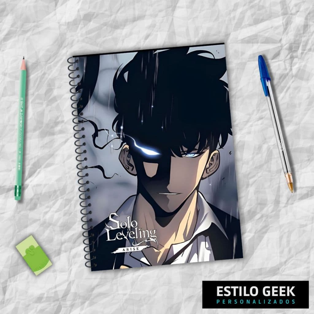 Caderno Solo Leveling Universitário Personalizado 1 matéria 80 e 10 matérias 160 folhas