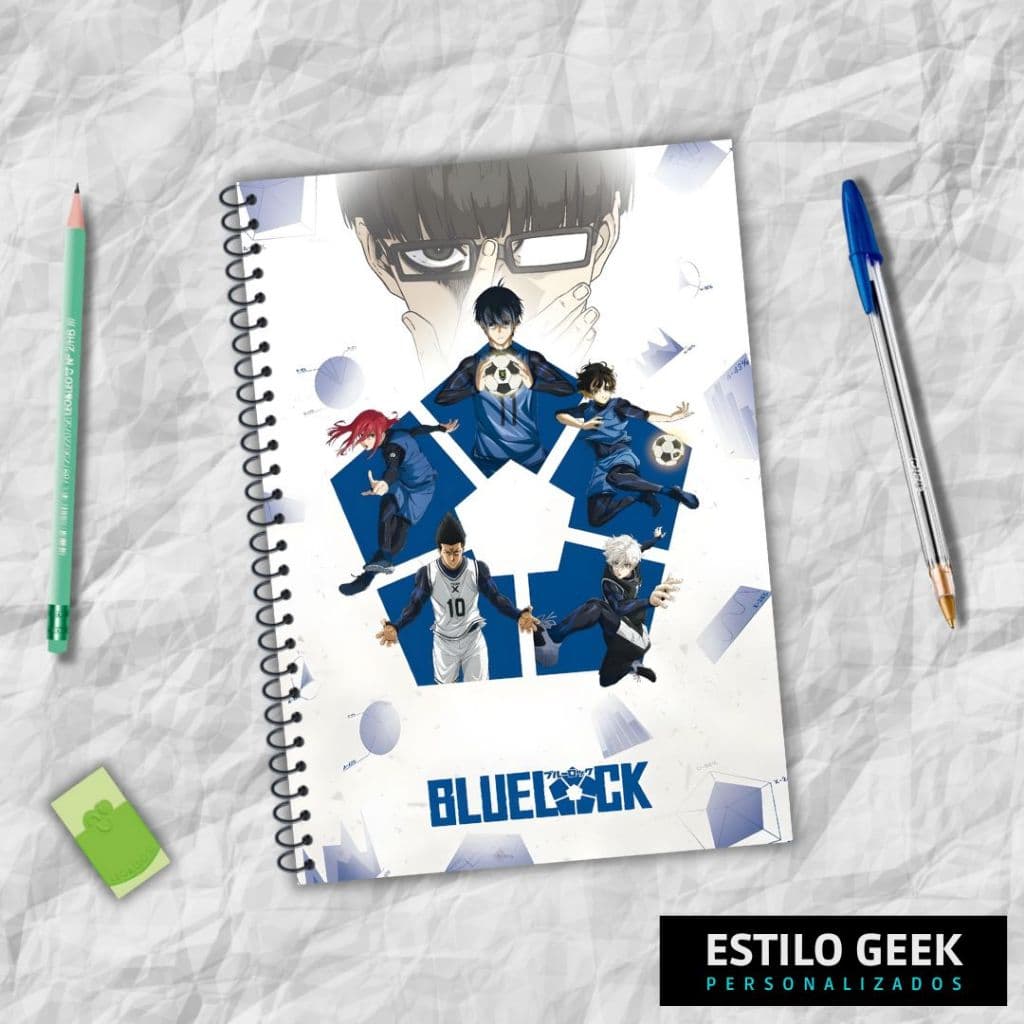 Caderno Blue Lock Universitário Personalizado 1 matéria 80 e 10 matérias 160 folhas